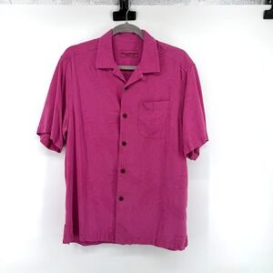 Tommy Bahama Silk Trop Isle Camp Shirt Floral Medium Pink Mens Silk Hawaiian